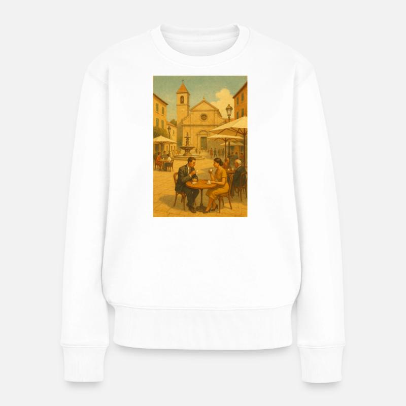 Kaffeezauber auf Plätzen - Frauen Premium Bio Pullover - Weiß