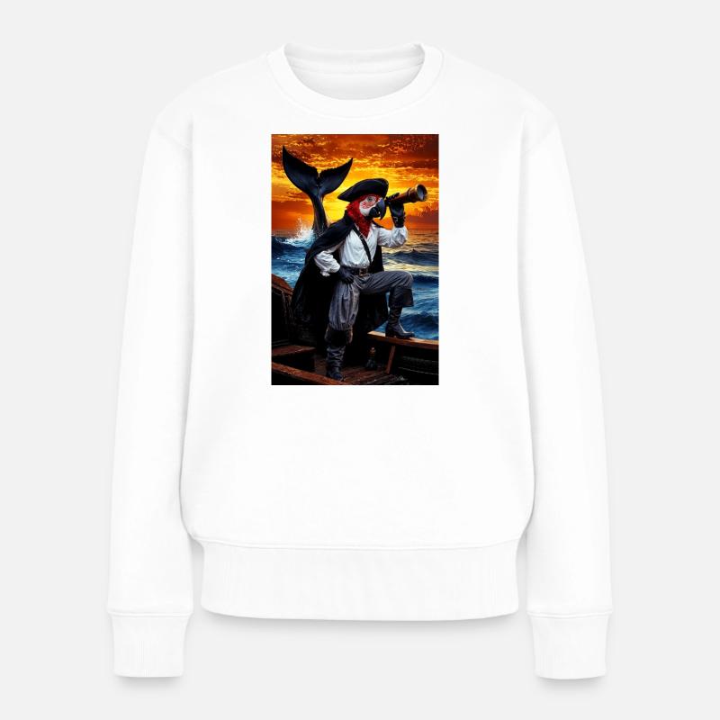 Pirat Humanoider Papagei - Frauen Premium Bio Pullover - Weiß