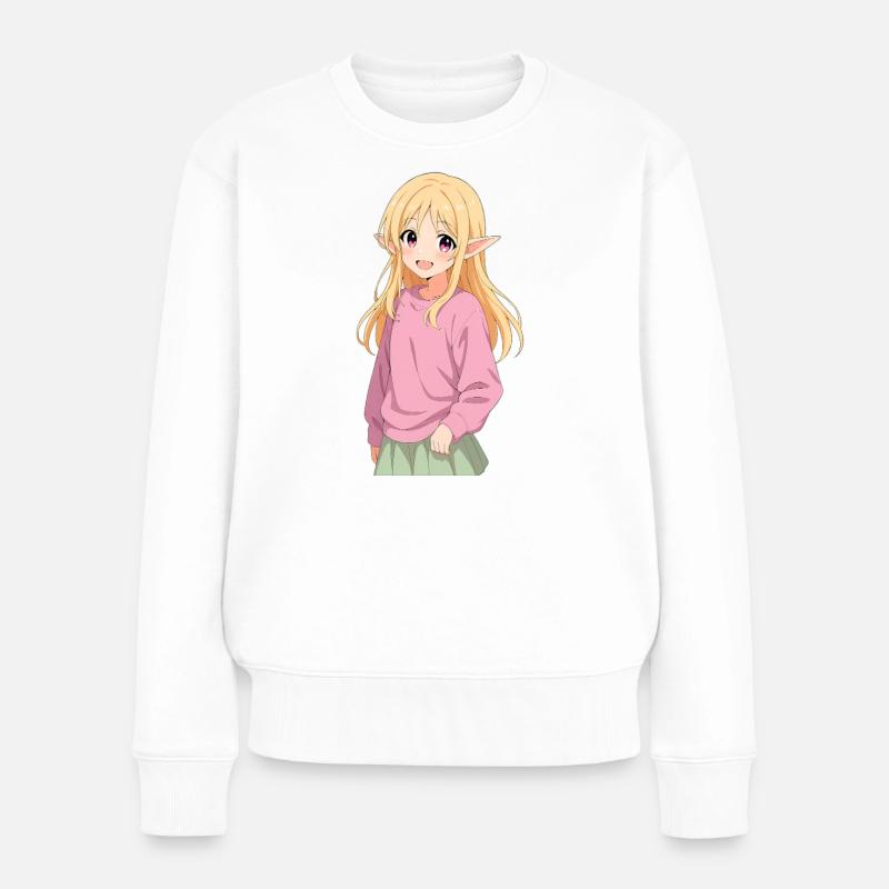 June – Cute Anime Elfenmädchen im Fantasy-Stil - Frauen Premium Bio Pullover - Weiß