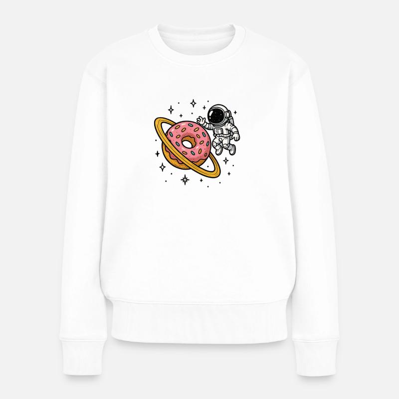 Astronaute de l’espace avec Donut Planet - Pull Premium bio Femme - blanc
