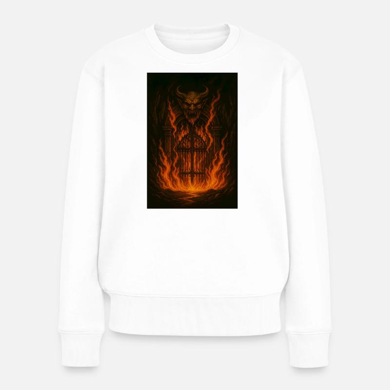 Feuerpforte Dämonengestalt - Frauen Premium Bio Pullover - Weiß