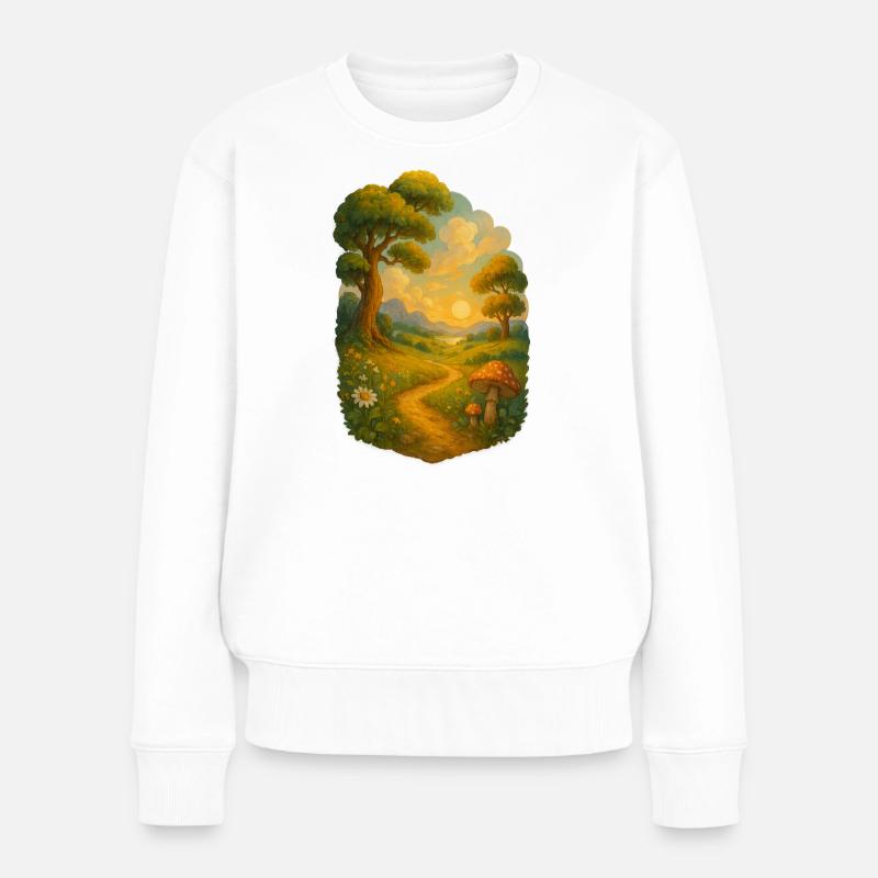 Sentier de contes de fées au soleil - Pull Premium bio Femme - blanc