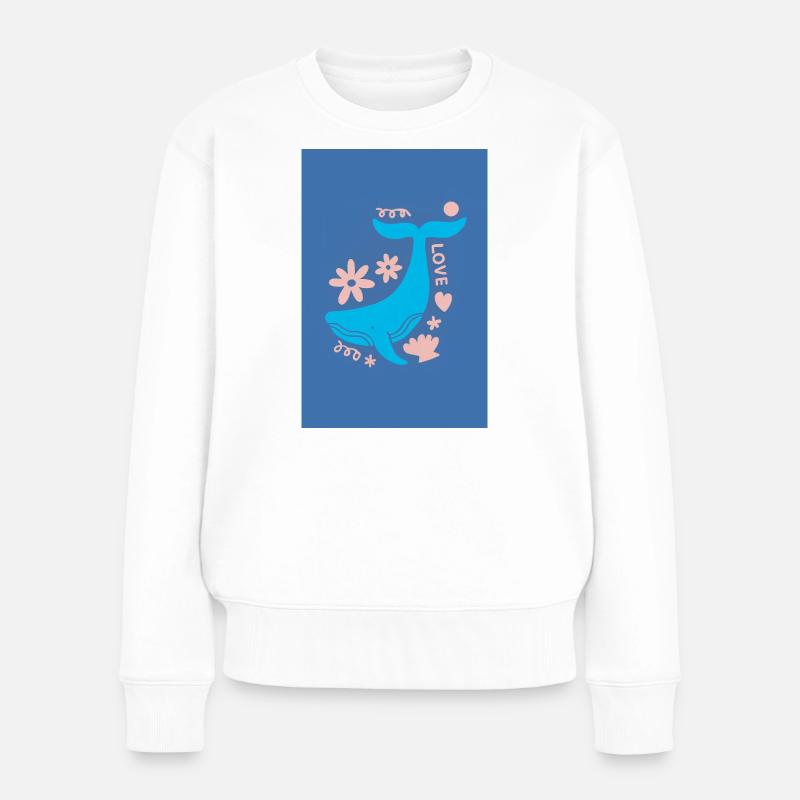 Walschwanz Blumige Liebe - Frauen Premium Bio Pullover - Weiß
