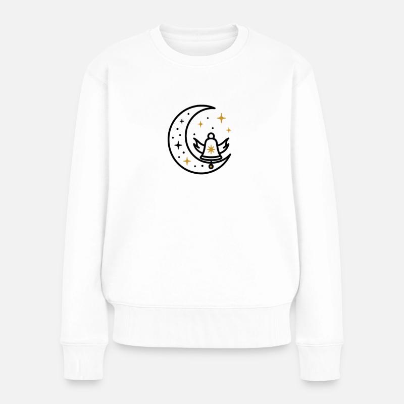 Goldene Sterne Kreis auf Schwarz - Frauen Premium Bio Pullover - Weiß
