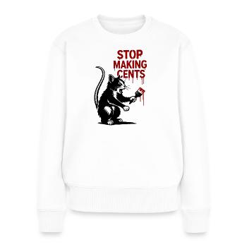 Stop Making Cents Katzengraffiti - Frauen Premium Bio Pullover - Weiß - Vorne - Julia (174cm)