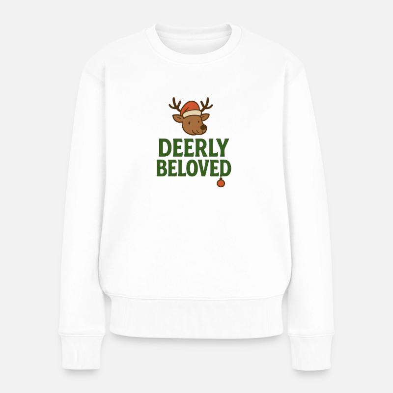 Hirschgeliebter Santa Deer - Frauen Premium Bio Pullover - Weiß