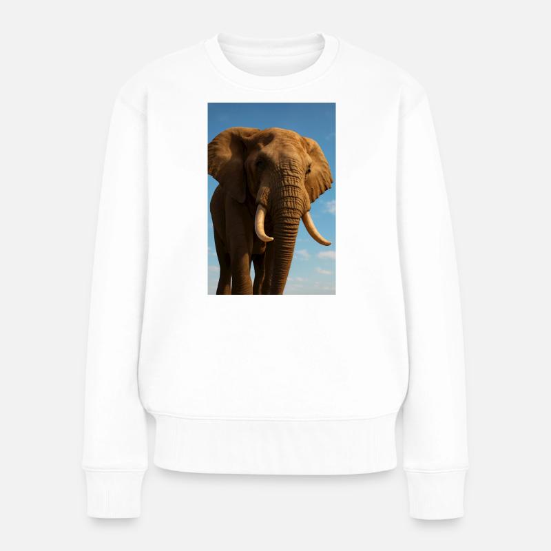 Elefant in Nahaufnahme mit Sonnenschein - Frauen Premium Bio Pullover - Weiß