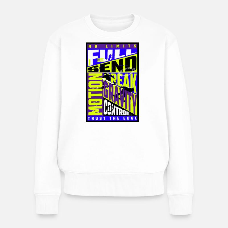 Conception de snowboard – Contrôle de la gravité freestyle - Pull Premium bio Femme - blanc