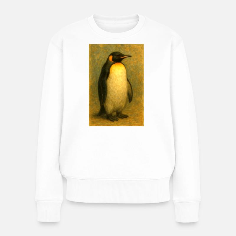 Pastellpinguin im klassischen Porträtstil - Frauen Premium Bio Pullover - Weiß