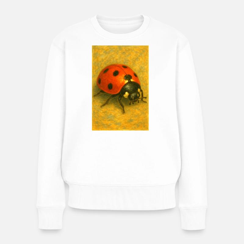 Red Ladybug Kunstdruck - Frauen Premium Bio Pullover - Weiß