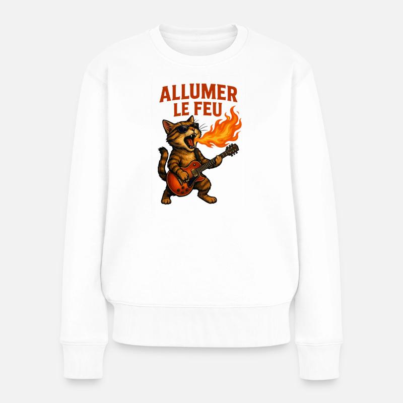 Entzünde das Feuer Katzenstein - Frauen Premium Bio Pullover - Weiß