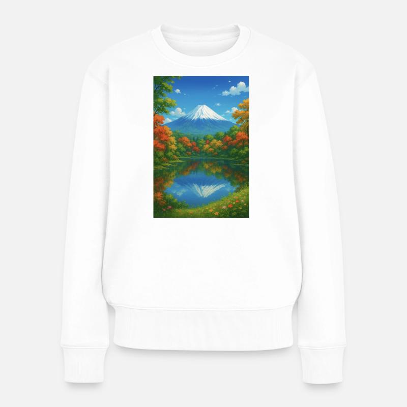 Mount Fuji Bei Herbst  - Frauen Premium Bio Pullover - Weiß