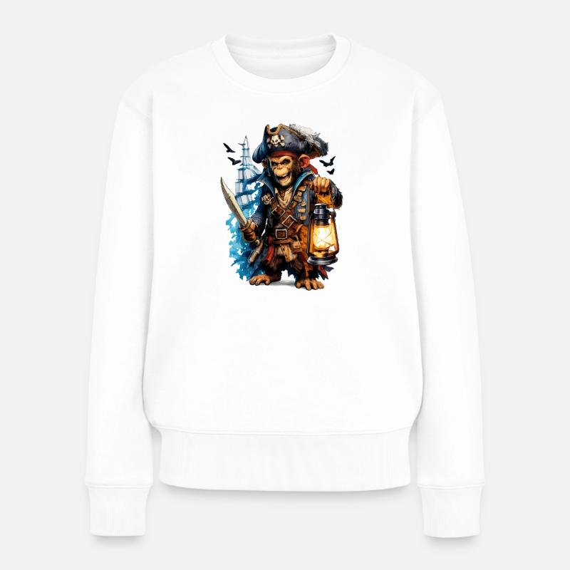 Pirate monkey with lantern and sword - Women's Premium Organic Jumper - white