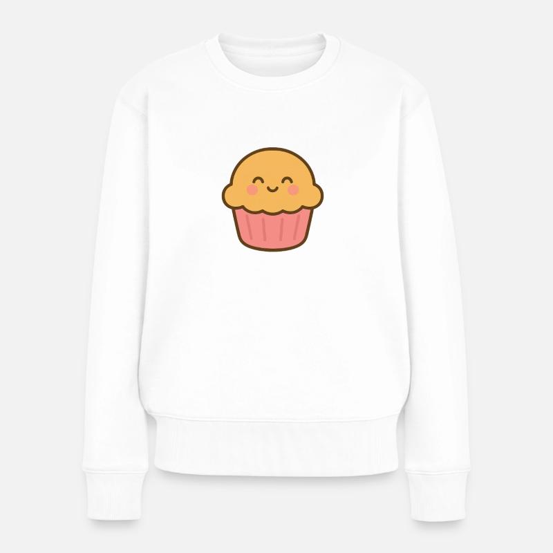 Pastel Smiling Kawaii Cupcake - Frauen Premium Bio Pullover - Weiß