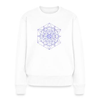 Non dualité Bleu - Mandala fait avec Amour - Pull Premium bio Femme - blanc - Devant - Julia (174cm)