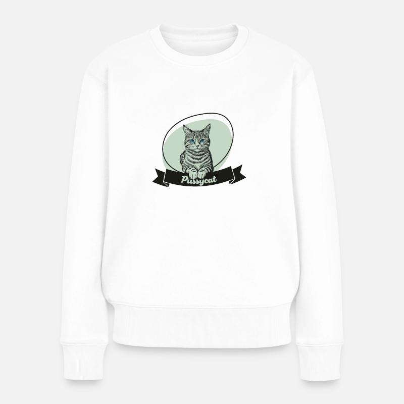 pussycat1 - Frauen Premium Bio Pullover - Weiß
