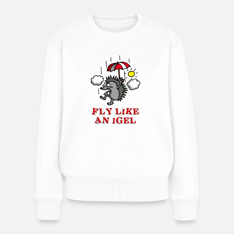 fly_like_an_igel_c - Frauen Premium Bio Pullover - Weiß