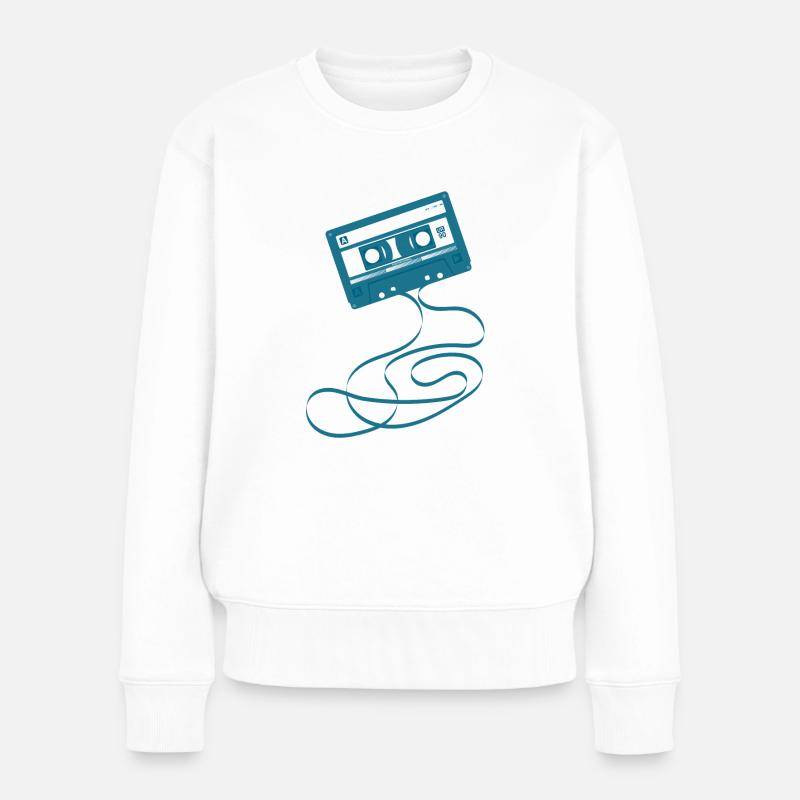 Cassette audio - Pull Premium bio Femme - blanc