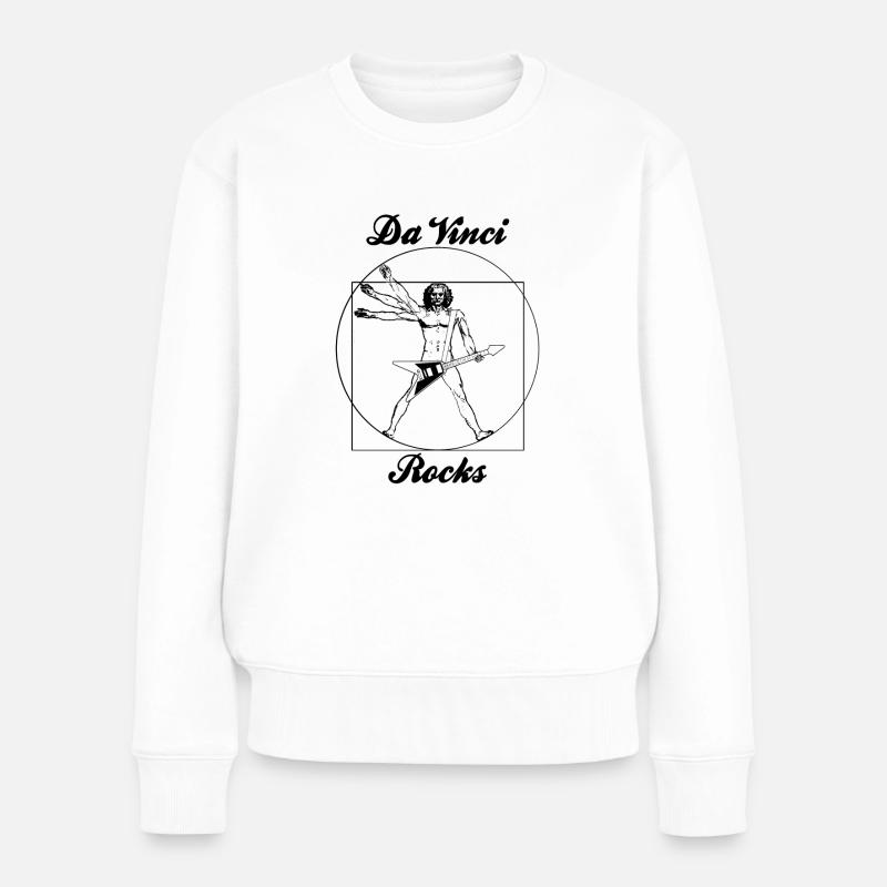 rock n roll Leonard de Vinci - Frauen Premium Bio Pullover - Weiß