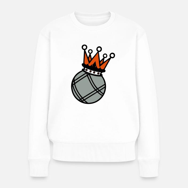 Krone König Krone Petanque boule1 - Frauen Premium Bio Pullover - Weiß