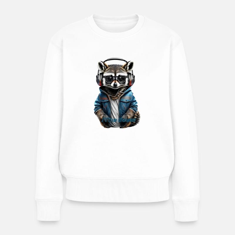 Waschbär Bild2 - Frauen Premium Bio Pullover - Weiß