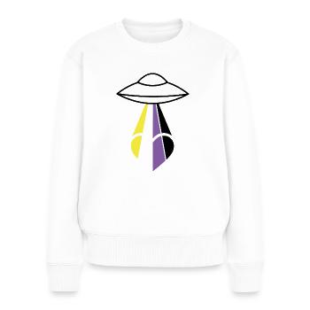 Non Binary Pride Ufo - Frauen Premium Bio Pullover - Weiß - Vorne - Julia (174cm)