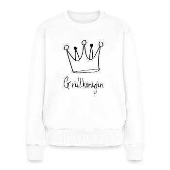 Grillkönigin - Frauen Premium Bio Pullover - Weiß - Vorne - Julia (174cm)
