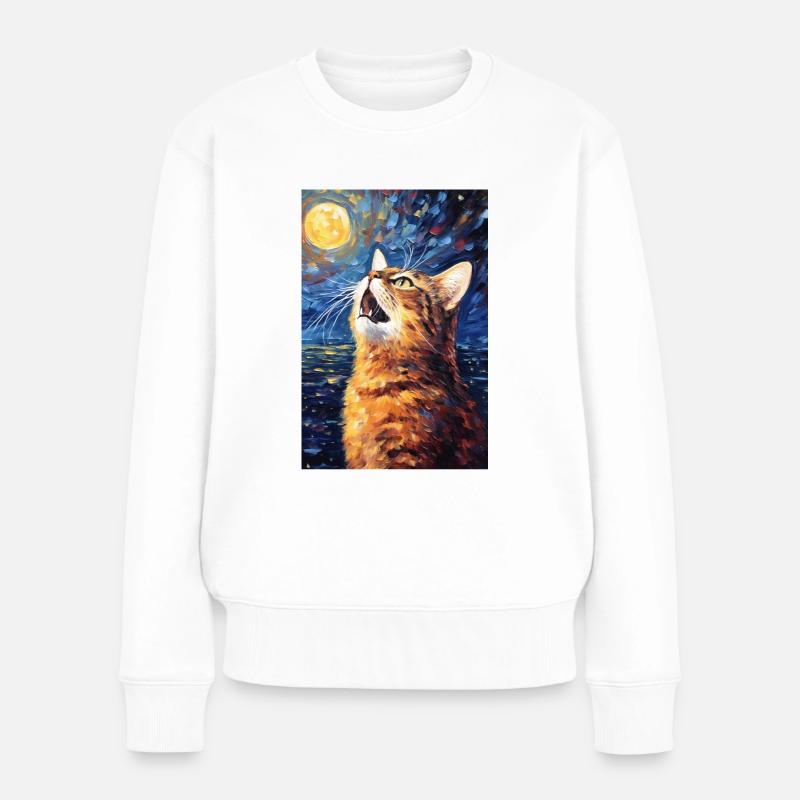 Katze - Frauen Premium Bio Pullover - Weiß