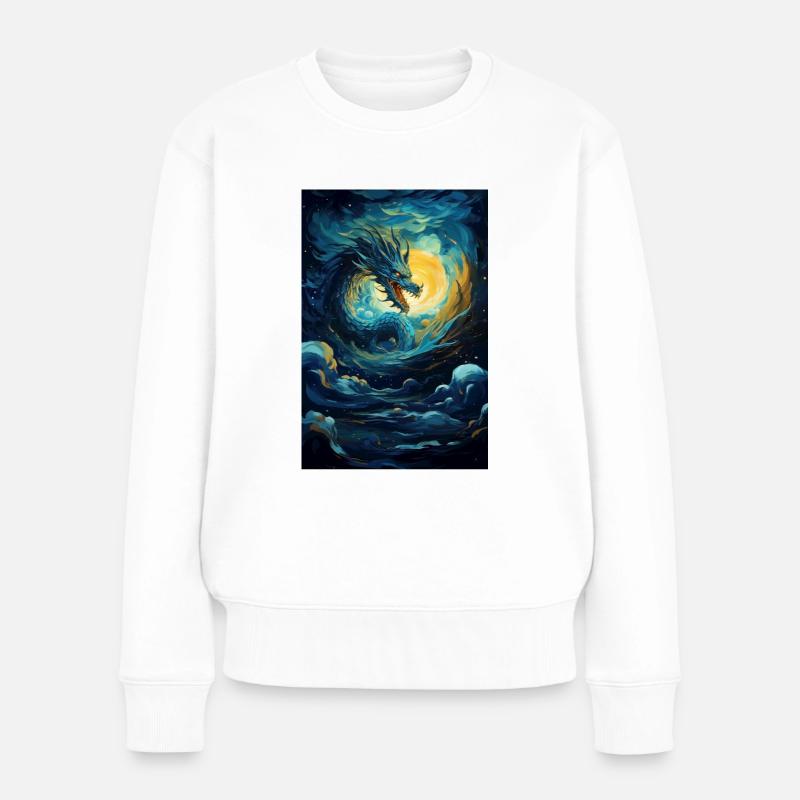 Drache - Frauen Premium Bio Pullover - Weiß