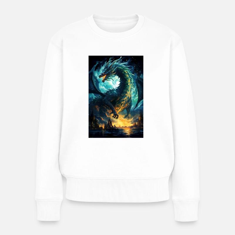 Drache - Frauen Premium Bio Pullover - Weiß