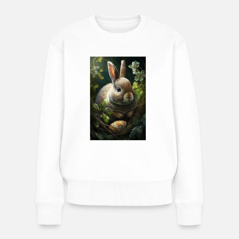 Hase - Frauen Premium Bio Pullover - Weiß
