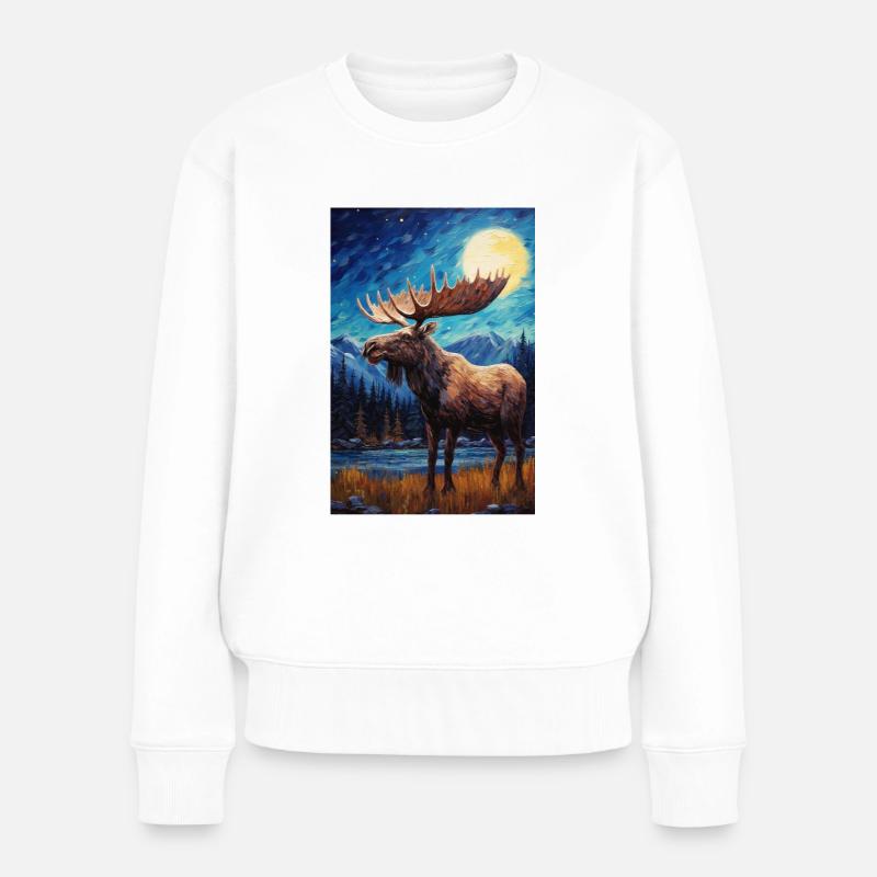 Elch - Frauen Premium Bio Pullover - Weiß