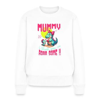 maman dinosaure "je pense que tu es géniale " - Pull Premium bio Femme - blanc - Devant - Julia (174cm)