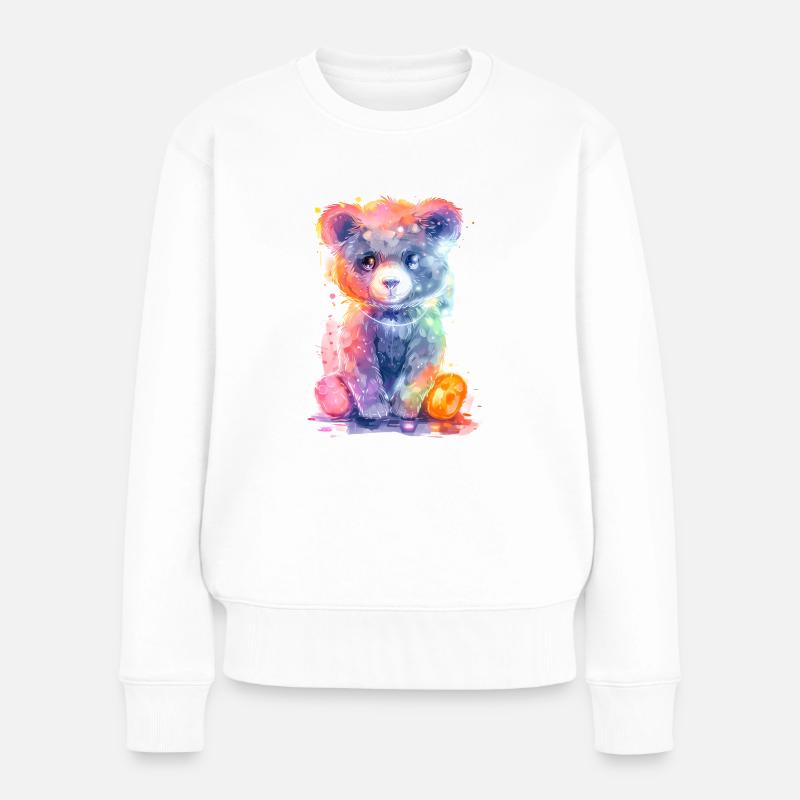 Neon Baer - Frauen Premium Bio Pullover - Weiß