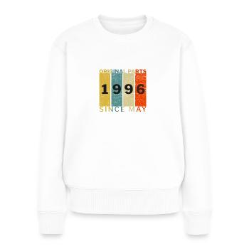 Né en mai 1996 Drôle d’anniversaire Rétro Citation Blague - Pull Premium bio Femme - blanc - Devant - Julia (174cm)