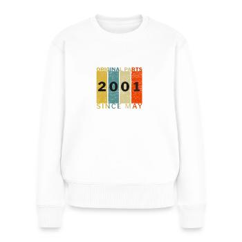 Né en mai 2001 Drôle d’anniversaire Rétro Citation Blague - Pull Premium bio Femme - blanc - Devant - Julia (174cm)
