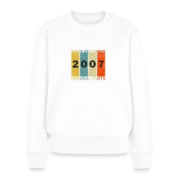 Né en décembre 2007 Drôle d’anniversaire Retro Citation - Pull Premium bio Femme - blanc - Devant - Julia (174cm)