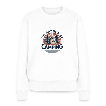Ich campe lieber, zelte im Wildwald - Frauen Premium Bio Pullover - Weiß - Vorne - Julia (174cm)