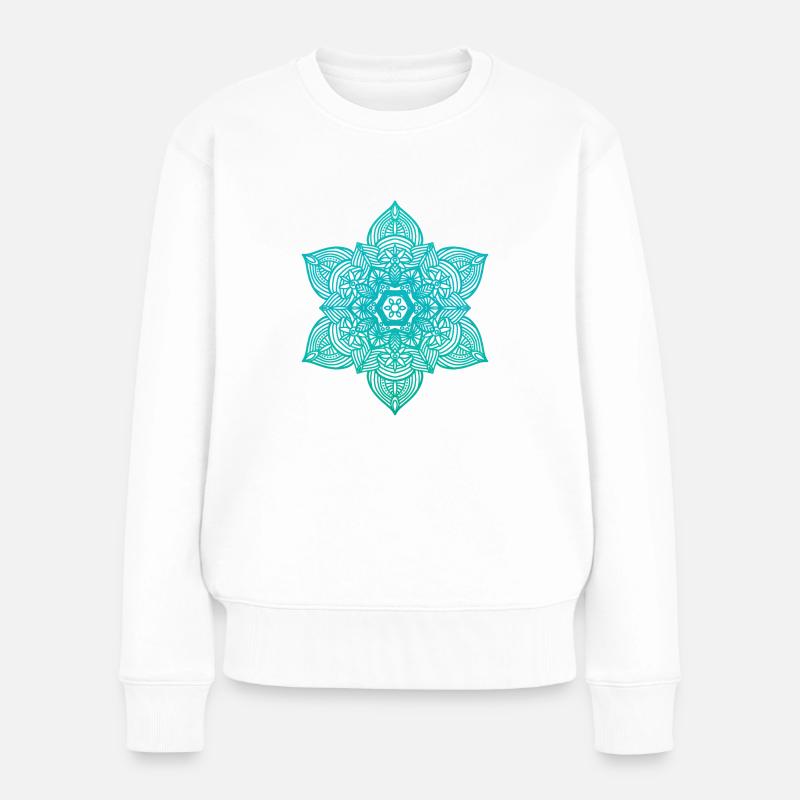 Mandala - Frauen Premium Bio Pullover - Weiß