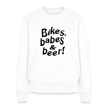 bikes babes beer - Pull Premium bio Femme - blanc - Devant - Julia (174cm)