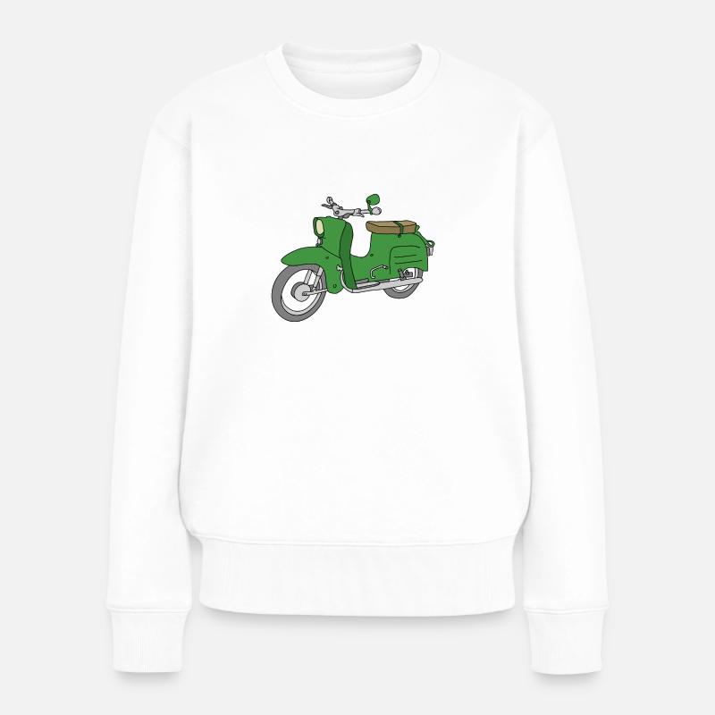 Grüne Schwalbe, Moped - Frauen Premium Bio Pullover - Weiß