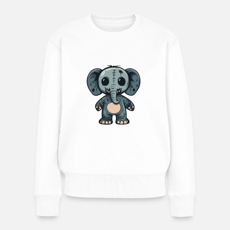 Elefant Halloween Comic Lustig - Frauen Premium Bio Pullover - Weiß
