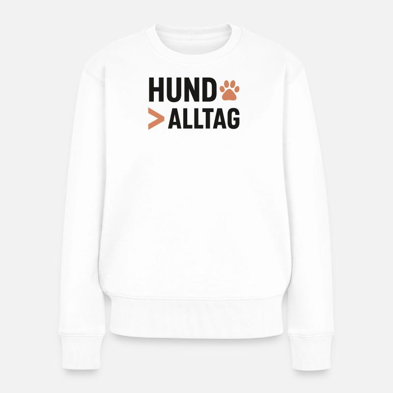 Hund Alltag Pfotenkunst Logo - Frauen Premium Bio Pullover - Weiß