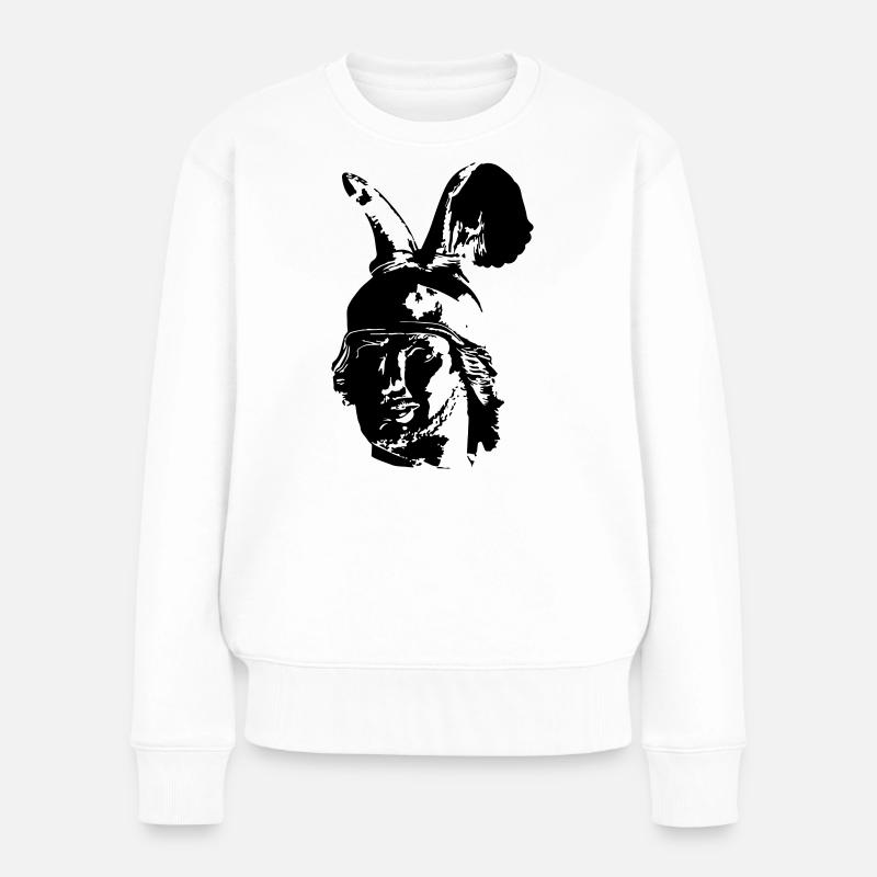 Kopf des Hermannsdenkmals - einfarbig, schlicht - Frauen Premium Bio Pullover - Weiß