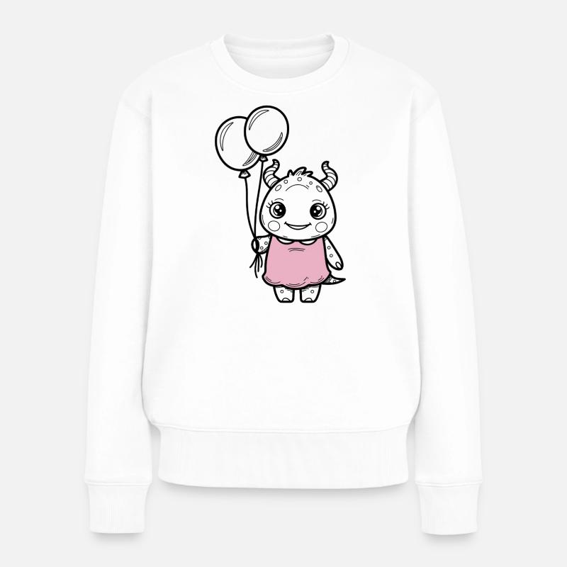 2 kleinesMonster rosa - Frauen Premium Bio Pullover - Weiß