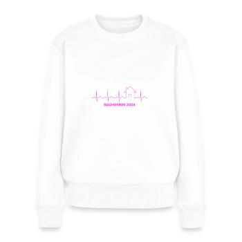 Bauherrin 2024 EKG Baustelle Hausbau Eigenheim Bau - Frauen Premium Bio Pullover - Weiß - Vorne - Julia (174cm)