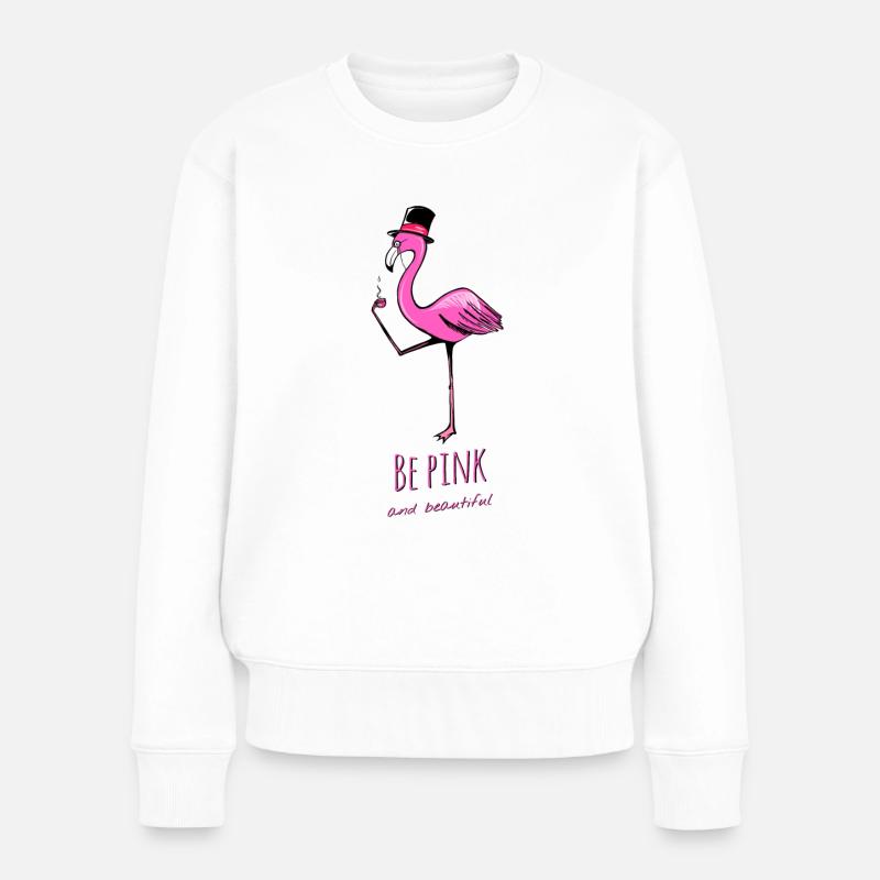 Flamingo pink - Frauen Premium Bio Pullover - Weiß