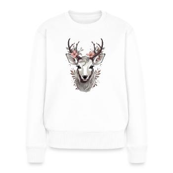Deer with flowered antlers - Women's Premium Organic Jumper - white - Front - Julia (174cm)