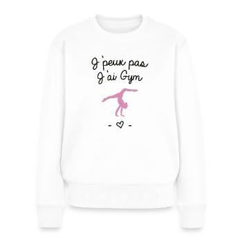 J'peux pas j'ai gym - Pull Premium bio Femme - blanc - Devant - Julia (174cm)