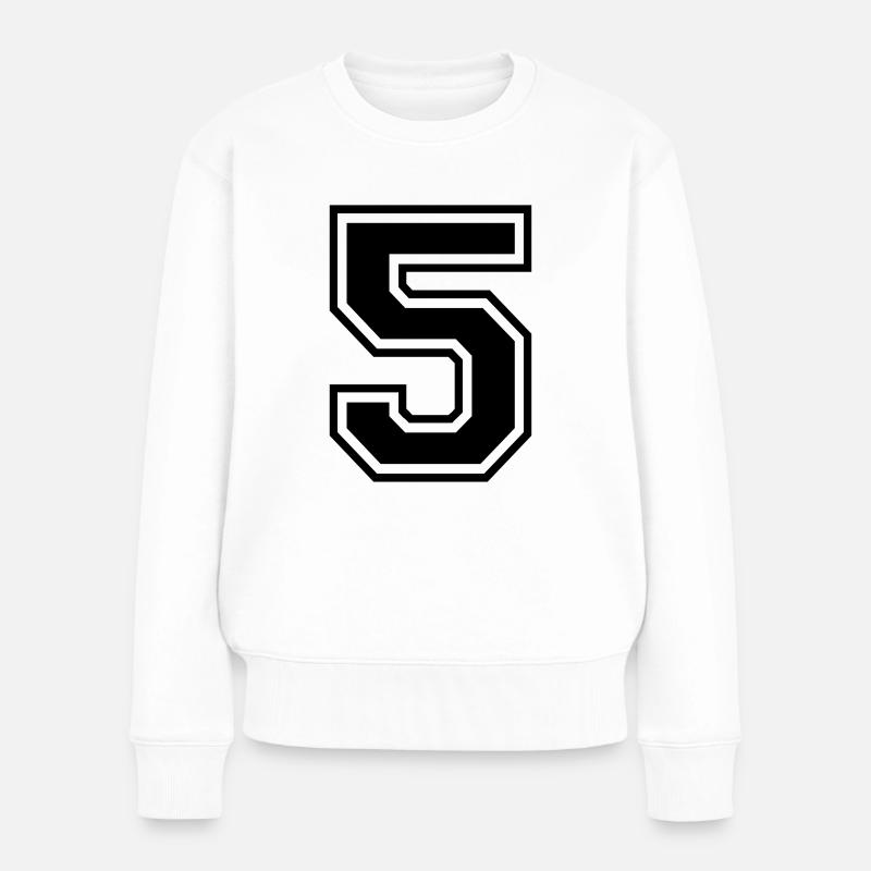Nummer 5 - Frauen Premium Bio Pullover - Weiß